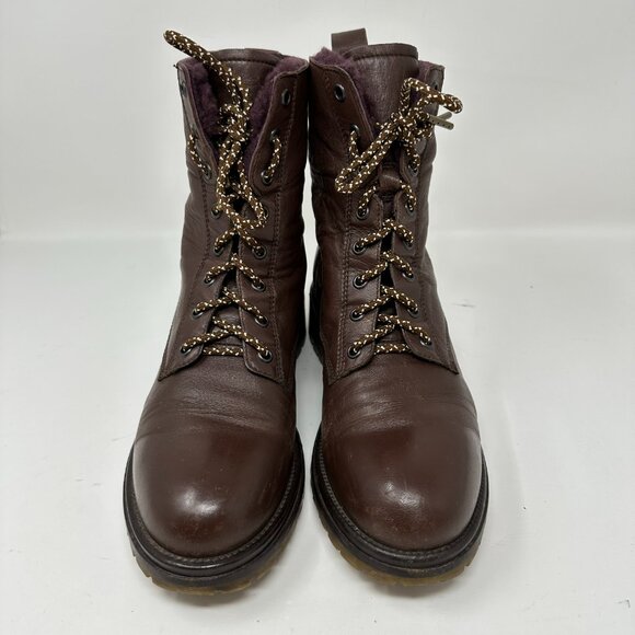 Boemos Genuine Shearling Women's Boots Leather Lace Up Fold Down Size 39 - Picture 5 of 16